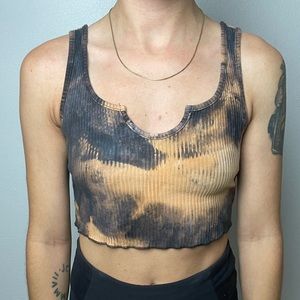 XS Tie Dye Distress Crop Tank Top
